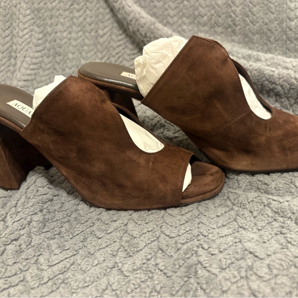 Aquazzura Women's Brown Suede Mules